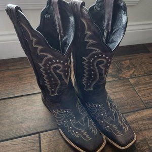 Original Dan Post DP 3770 Leather Orthotic Boot Square Toe w/Rhinestones 9M